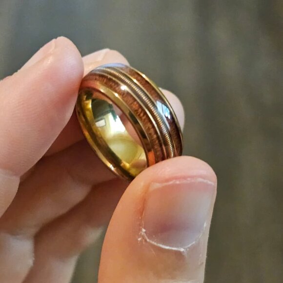 Double Wood Grain Ring Size 7 - Picture 1 of 3